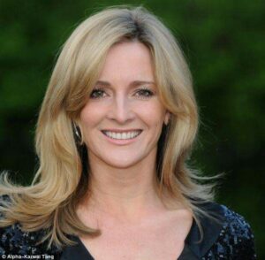 Gabby Logan presenting a live sports event, showcasing professionalism and confidence